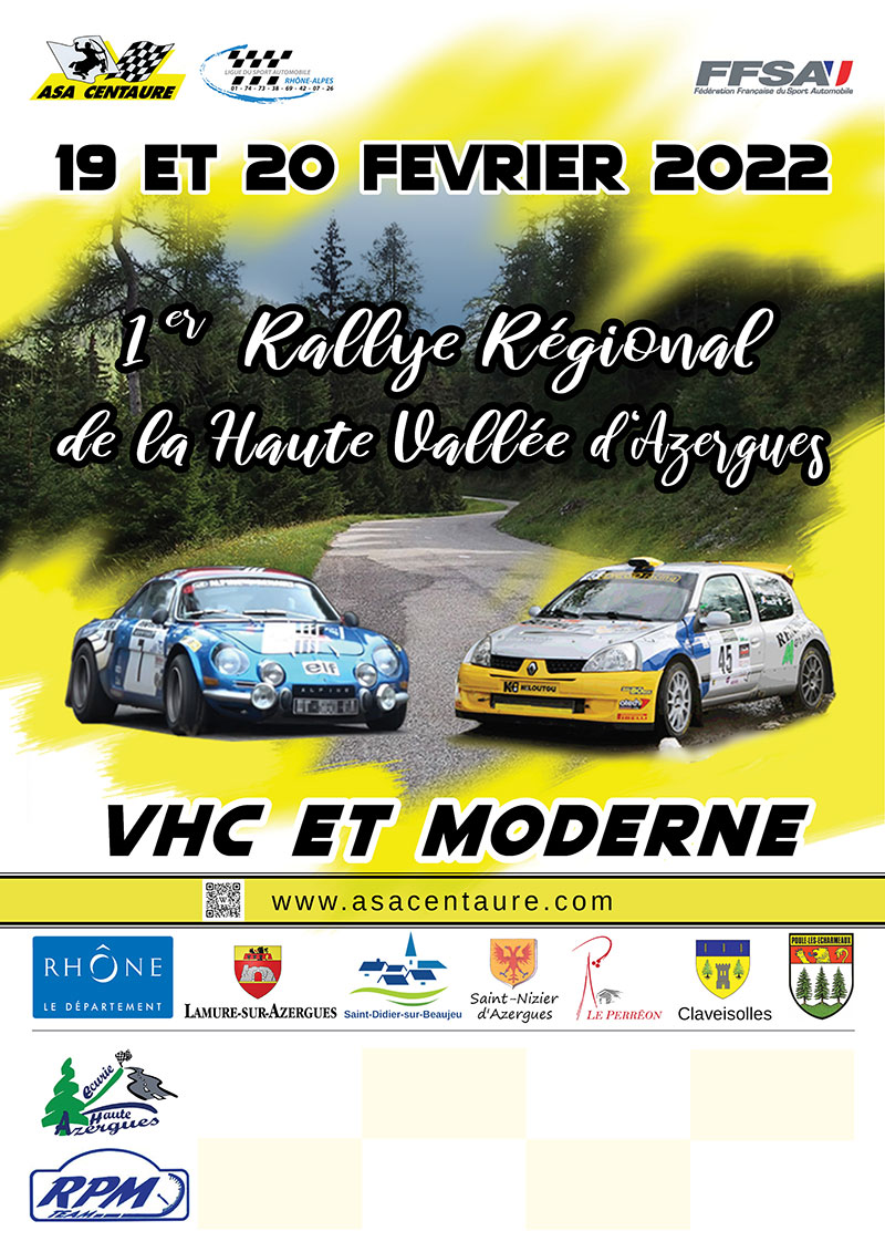 Affiche du 1er rallye régional de la Haute Vallée d'Azergues
