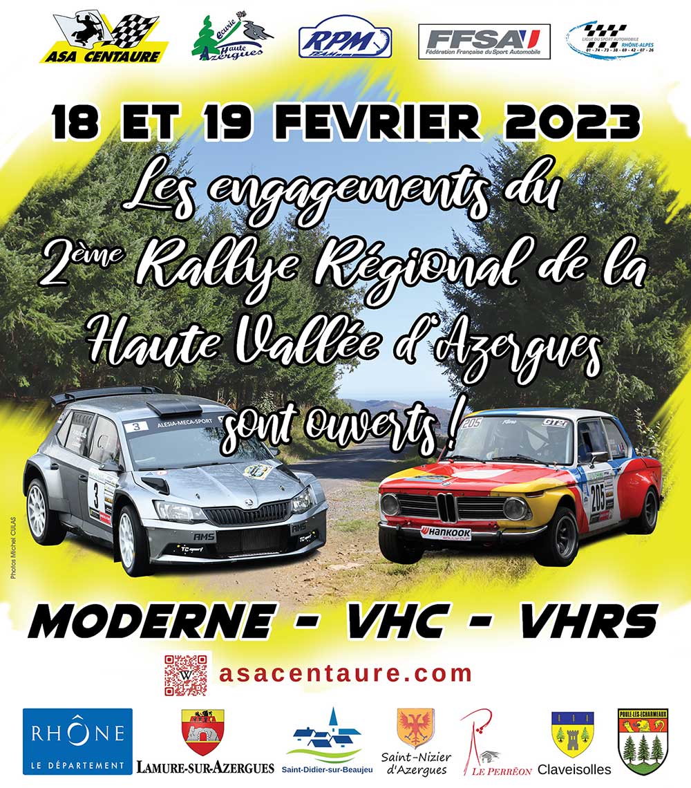 Engagements ouverts du 2eme rallye de la Haute vallée d'Azergues